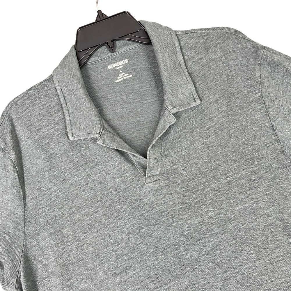 Bonobos One Fit Linen Polo Shirt Johnny Collar Coastal Summer Casual Mens Large